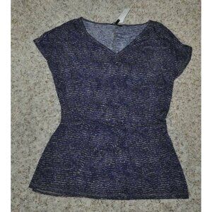 Womens Top XS Purple Drop Waist Short Sleeve Shirt Daisy Fuentes